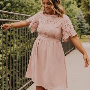 Roolee Pink Joan Lace Dress